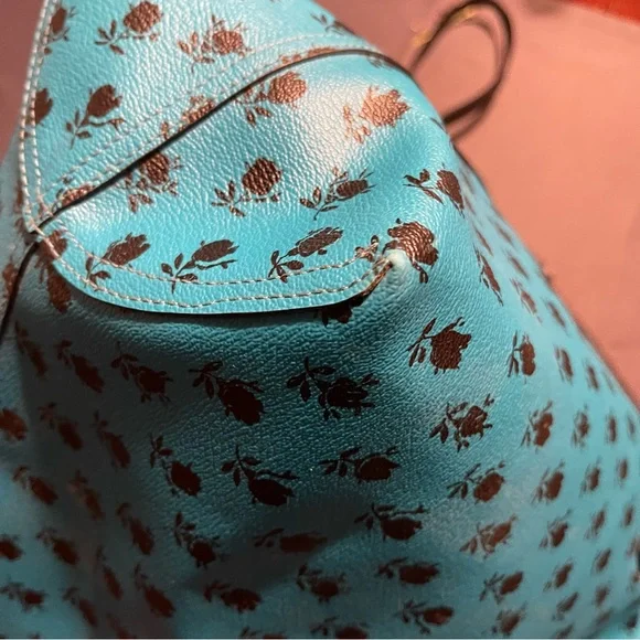 Coach City Signature Reversible Tote Bag - Turquoise/Blk Rose Print - Picture 12 of 16